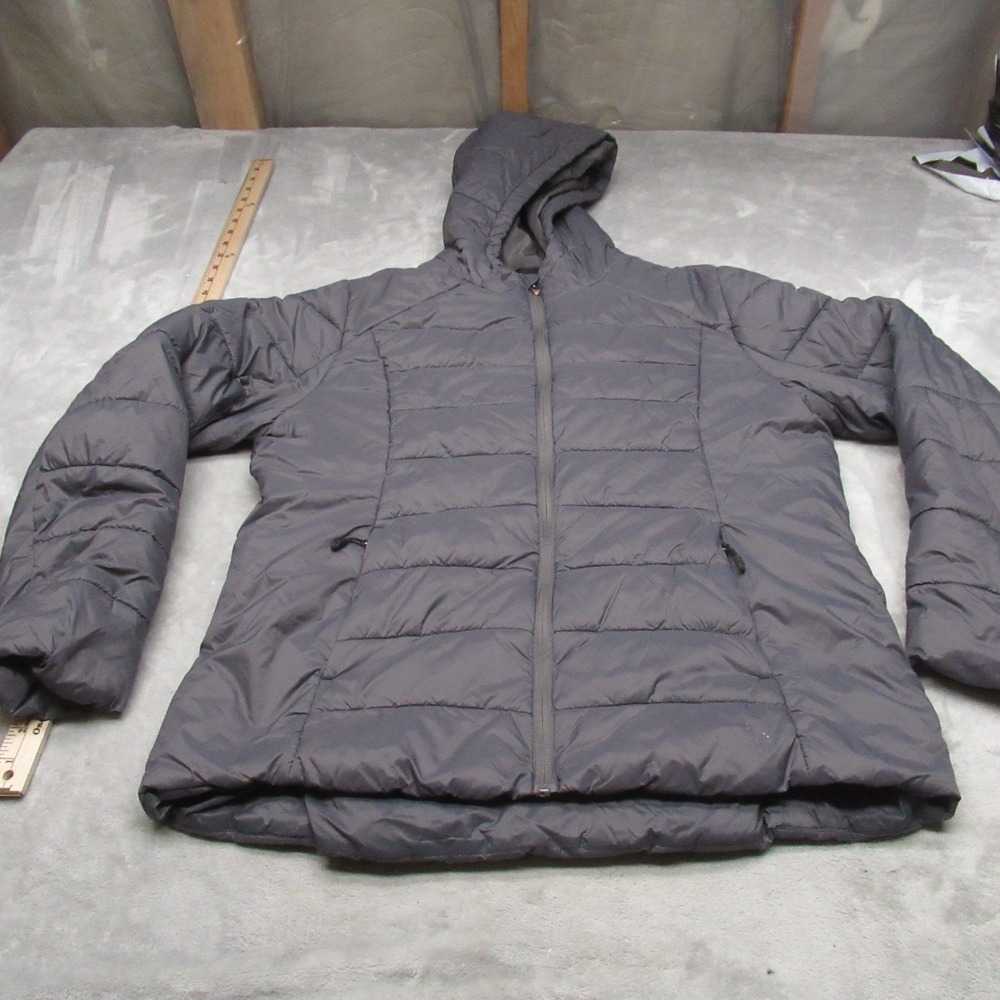 Spyder Jacket Women Large Gray Insulated Quilt Full Zip Light Clara Short Puffer